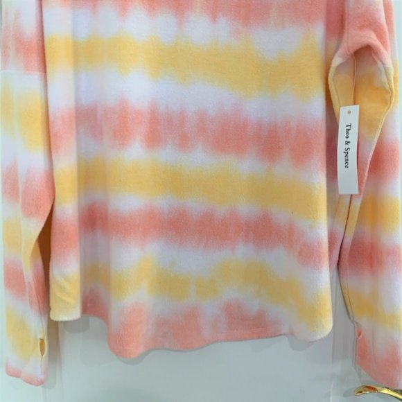Theo & Spence Nordstrom Plush Soft Pullover Top Creamsicle Stripe Size XL NEW - Picture 7 of 9